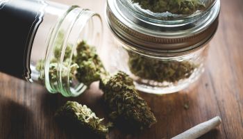 Marijuana in a jar. Cannabis joint. Medical or recreative