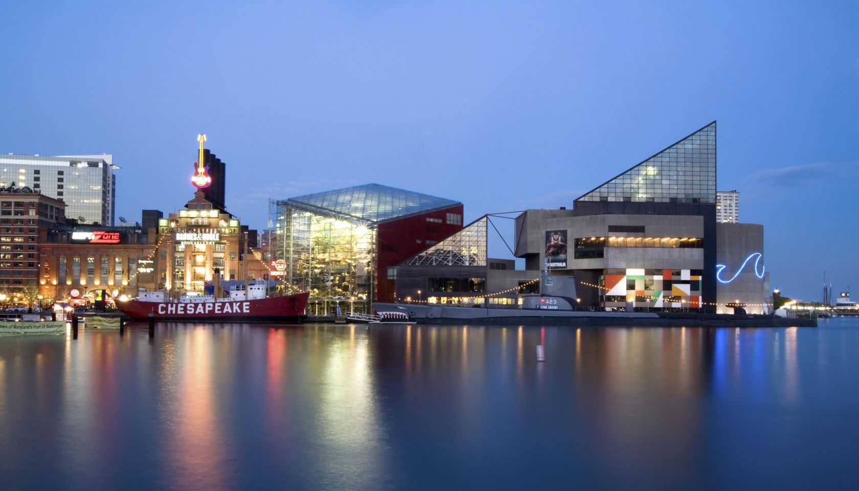 Baltimore Inner Harbor skyline at night. April, 2006.