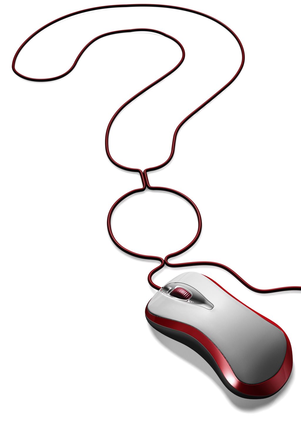 Computer mouse with cable forming a question mark