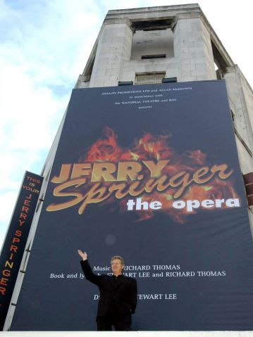 Jerry Springer outside Cambridge Theatre