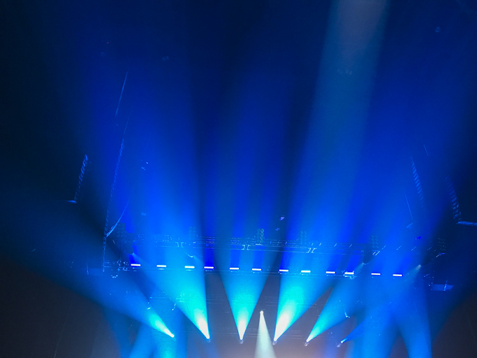 Simple and generic blue show lights, as often used for all kinds of artistic performances.