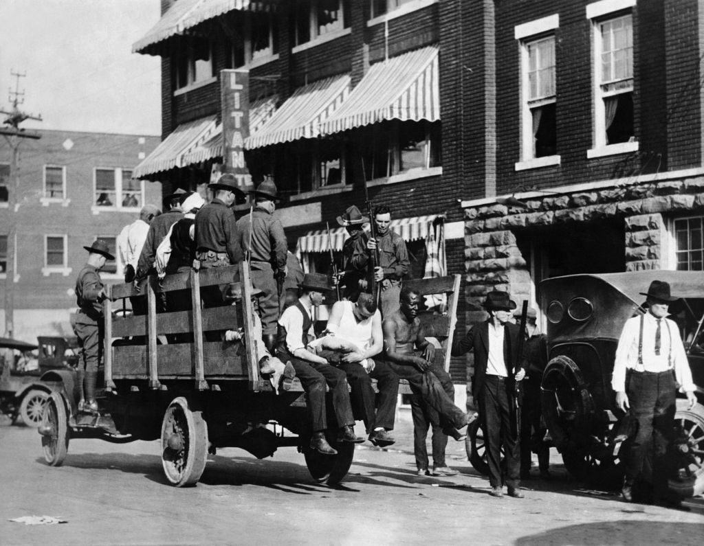 Wounded Prisoners in Trucks in Oklahoma, 1921